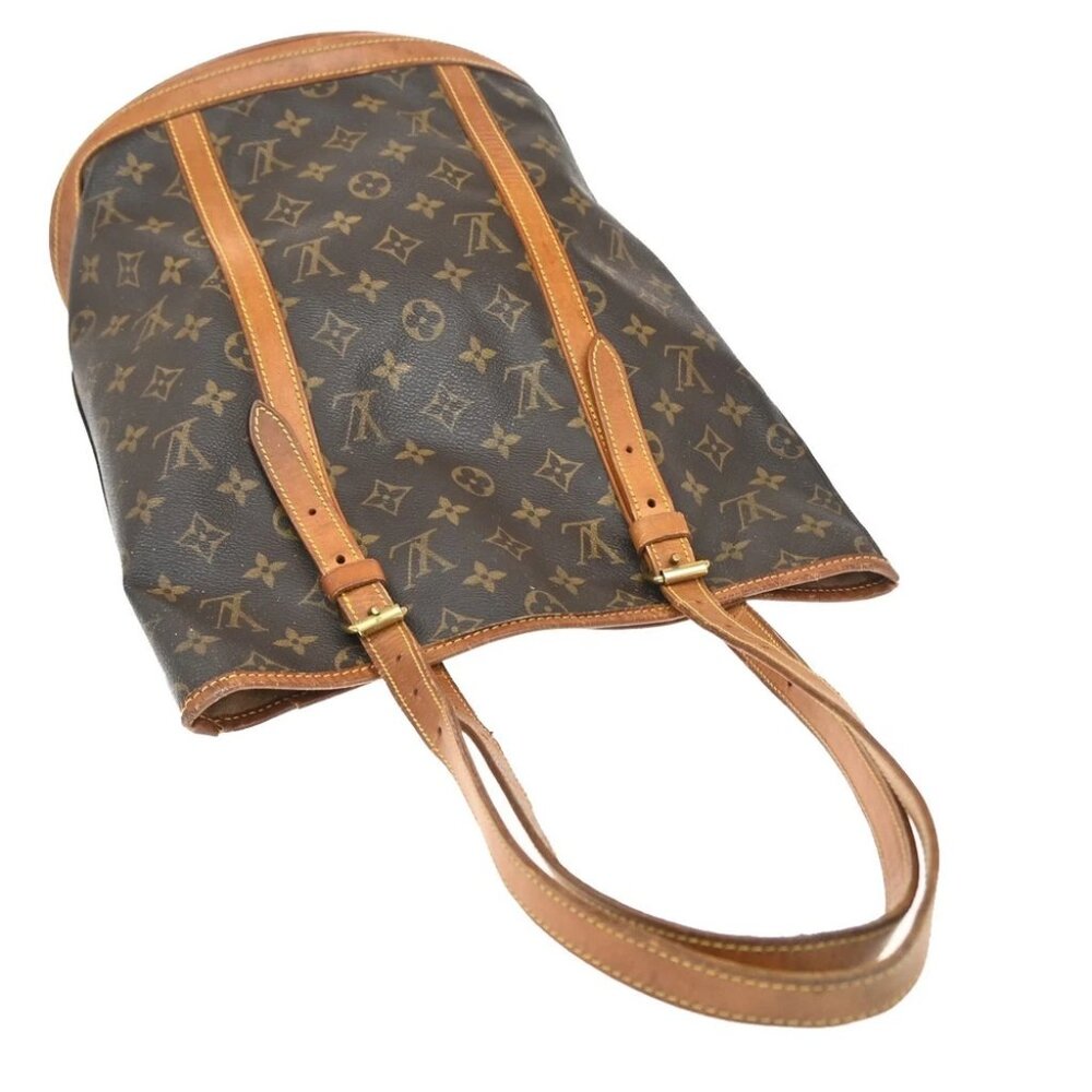 LOUIS VUITTON BUCKET GM Shoulder Tote Bag Monogram Leather Brown - Picture 2 of 13